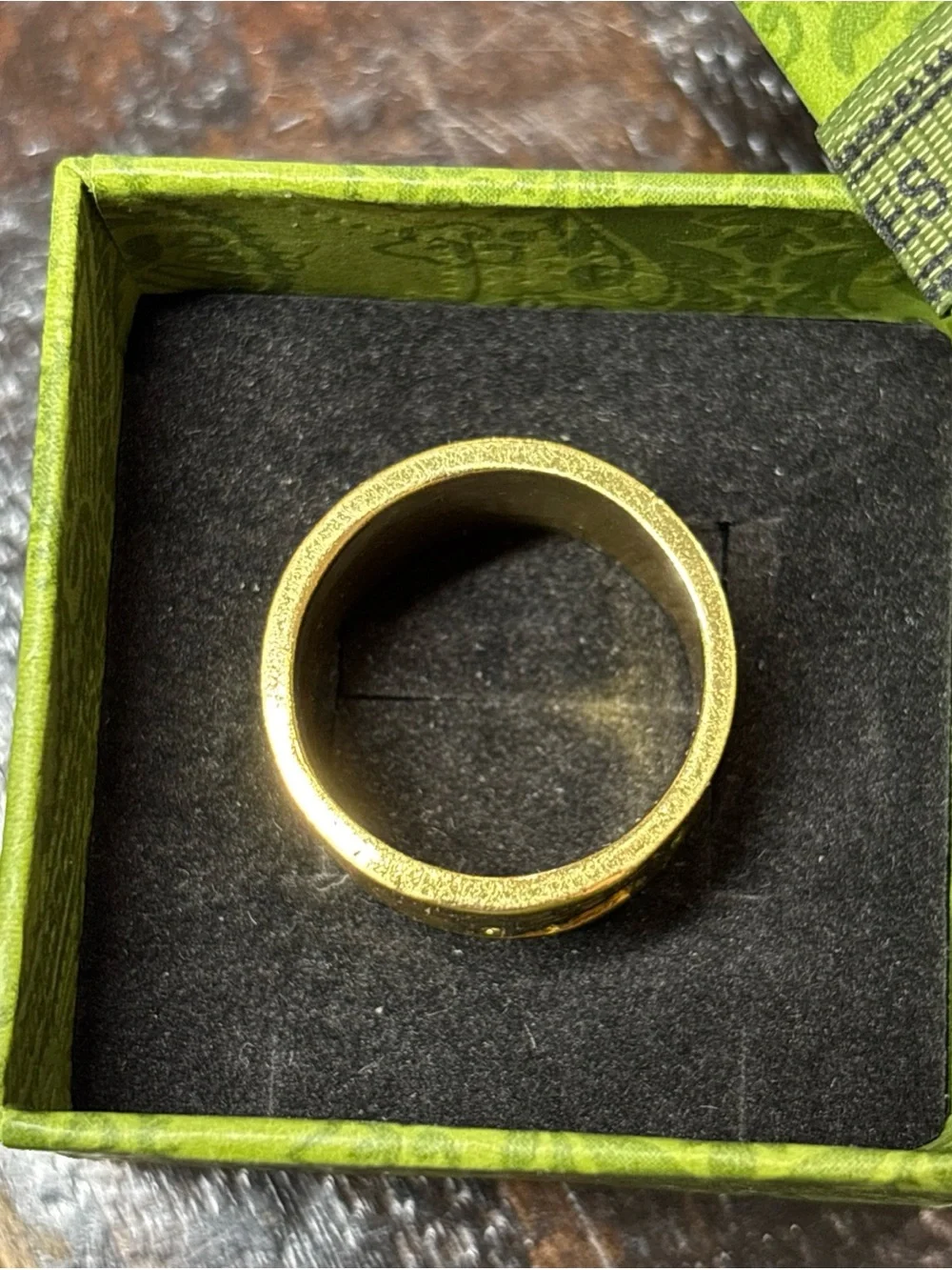 Gold Hammered Wide Band Ring with Red Stones